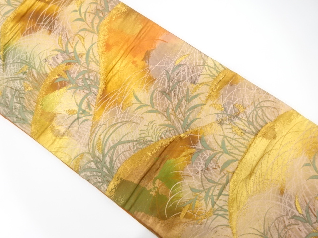 JAPANESE KIMONO / ANTIQUE FUKURO OBI / SILK / WOVEN PLANTS